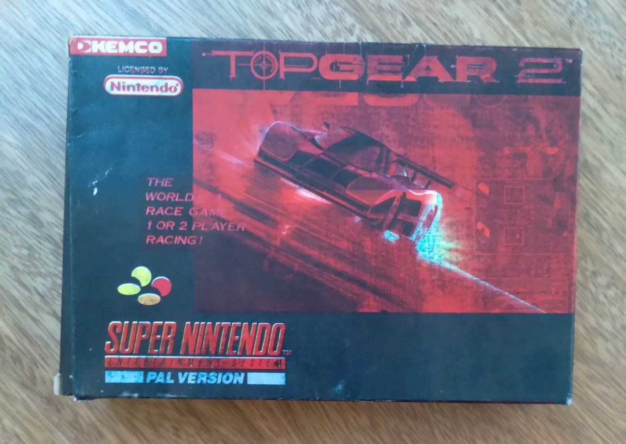 Caixa vazia para o jogo Top Gear 2 do Super Nintendo.