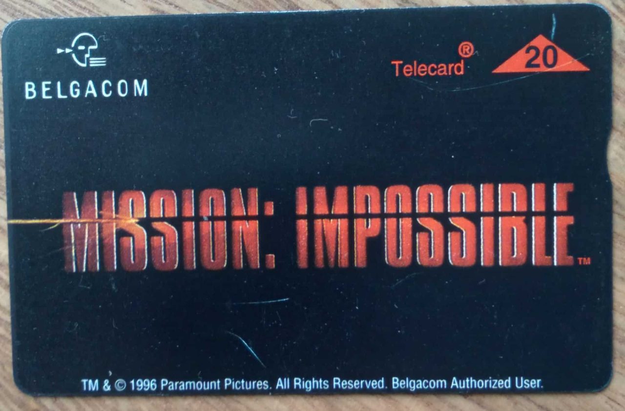Ct Bélgica Belgacom Óptica 1996 / Mission Impossível fundo preto.