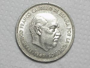 Espanha) 5 Pesetas - 1949 / Niquel / S/Fc / box29.1