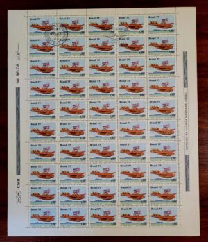 Folha de Selos - RHM C1009 - Homenagem à Aviação Civil - 50 Anos do Raid Jahu (50 Selos) 17/10/1977