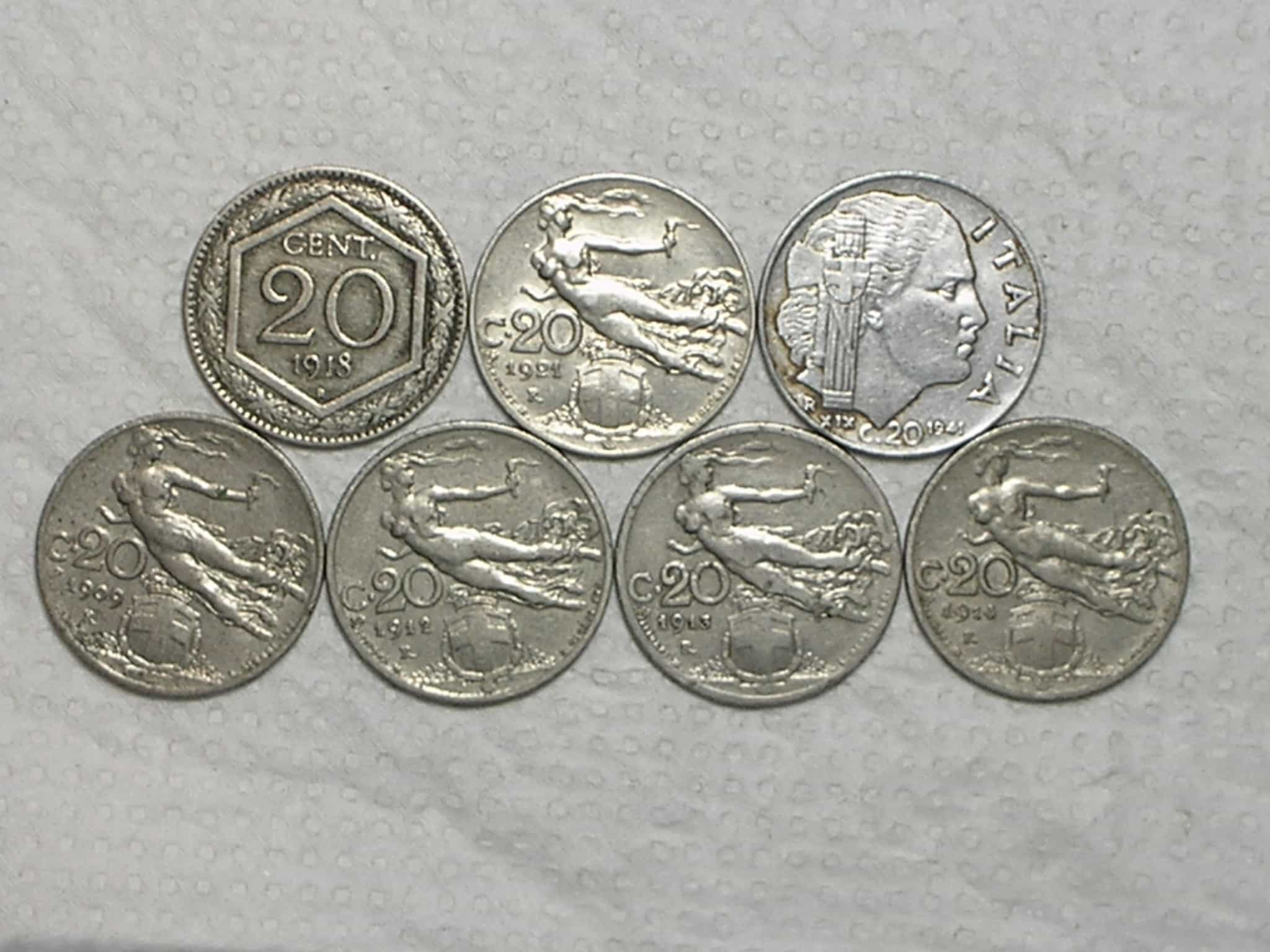 Italia) 20 Centesimi - 1909/1912/1913/1914/1918/1921/1941 / Ni / m380