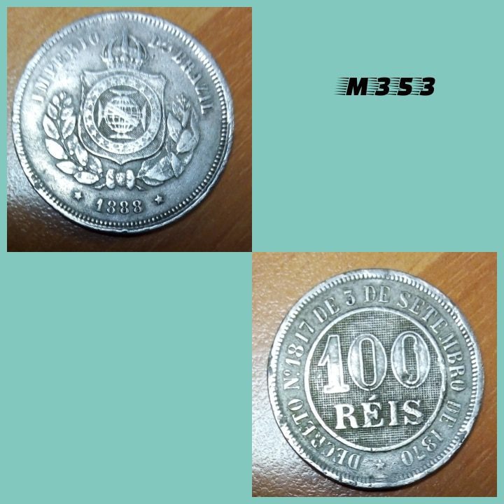 Moeda 100 réis 1888 cupro níquel império - M353