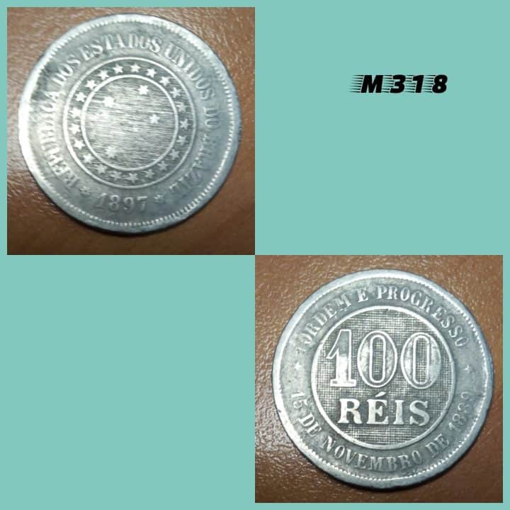 Moeda 100 réis 1897 cuproníquel - M318