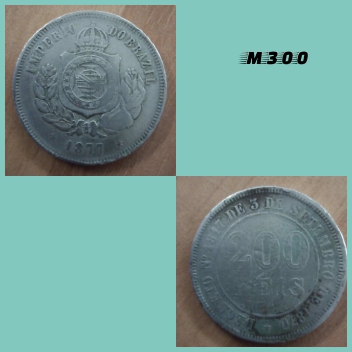 Moeda 200 réis 1877 império cuproníquel - M300
