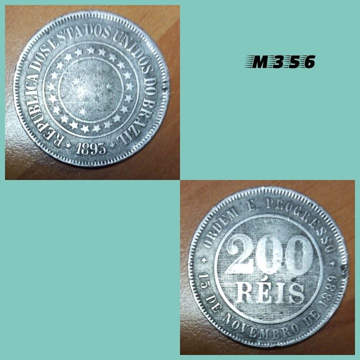 Moeda 200 réis 1893 cupro níquel - M356