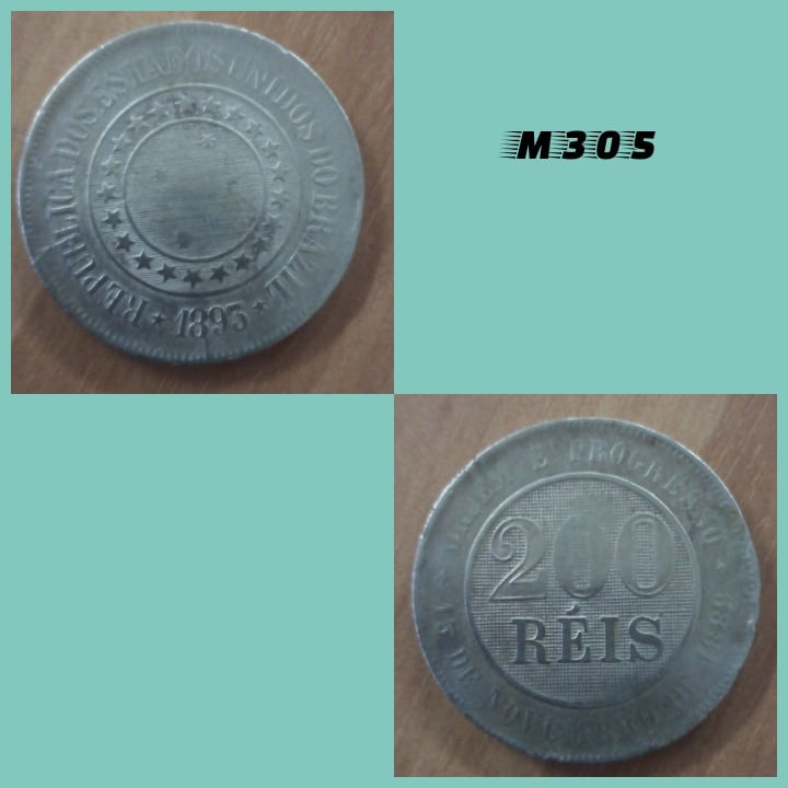 Moeda 200 réis 1893 cuproníquel - M305
