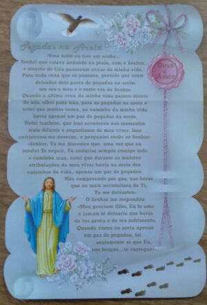 Painel estampa Pegadas na Areia / Papel grosso 32 X 21cm.