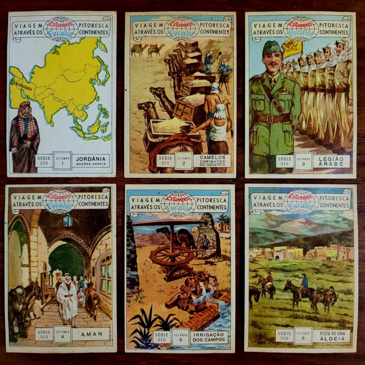 Estampas Eucalol - Série 310 Completa - Viagem Pitoresca Através os Continentes - Jordânia (Ano 1954)