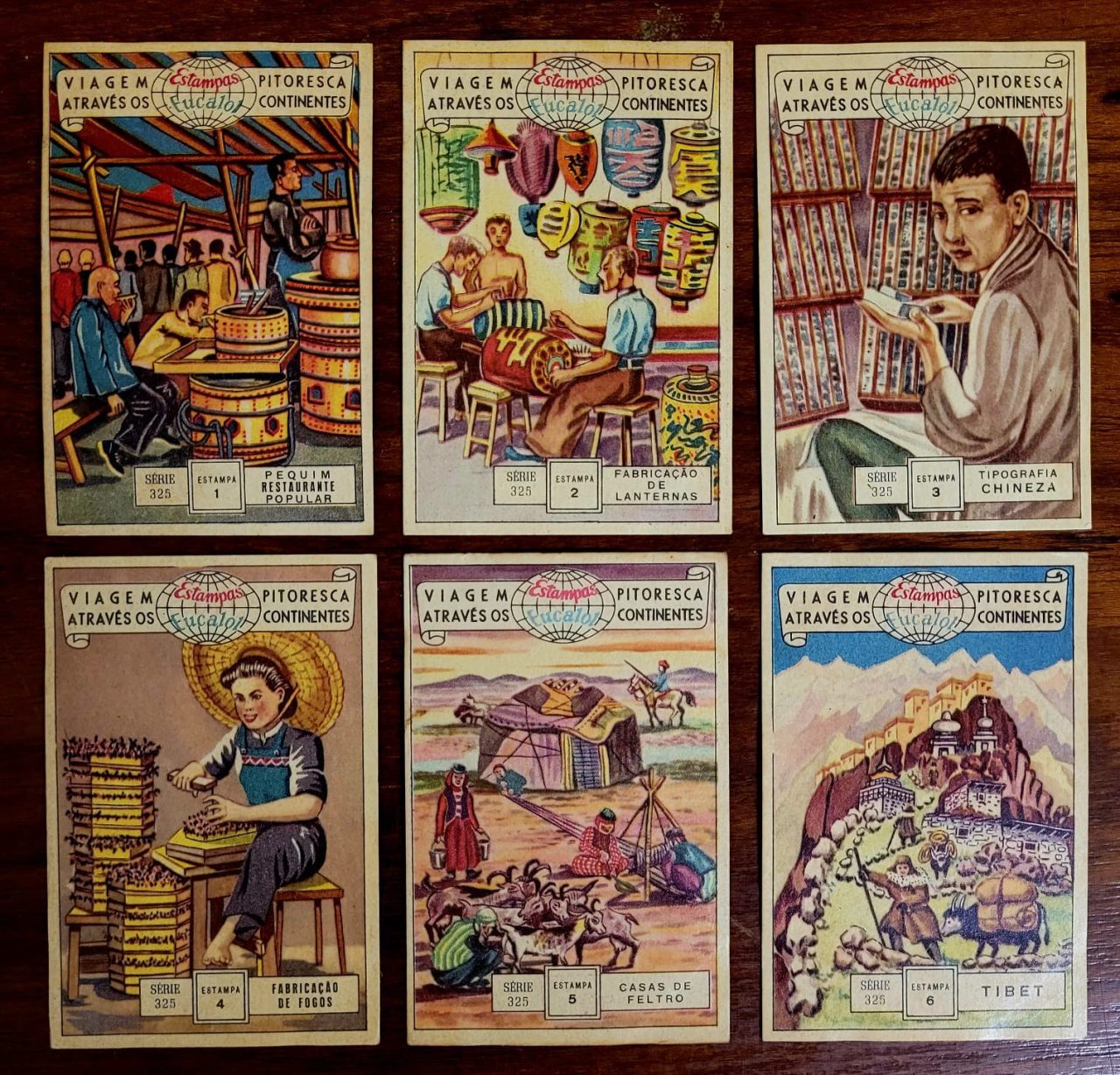 Estampas Eucalol - Série 325 Completa - Viagem Pitoresca Através os Continentes - China (Ano 1954)