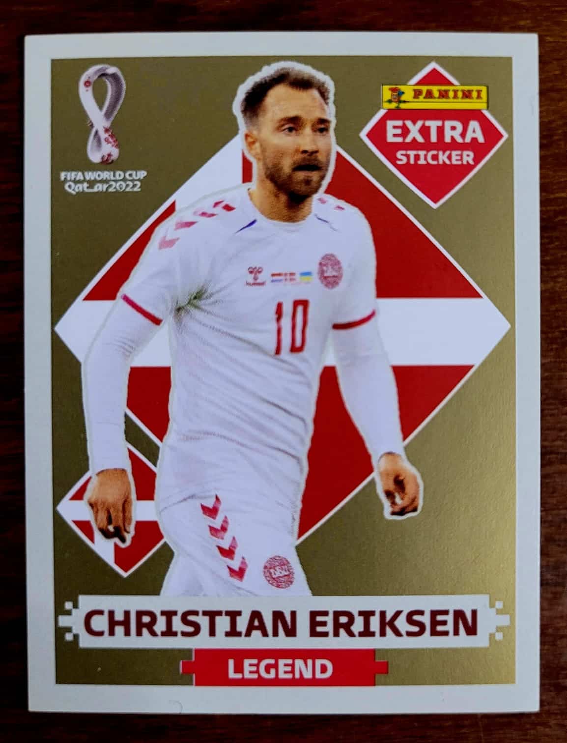 Figurinha Extra Sticker Legend Christian Eriksen Ouro Panini Copa do Mundo 2022 Qatar Casa do Colecionador