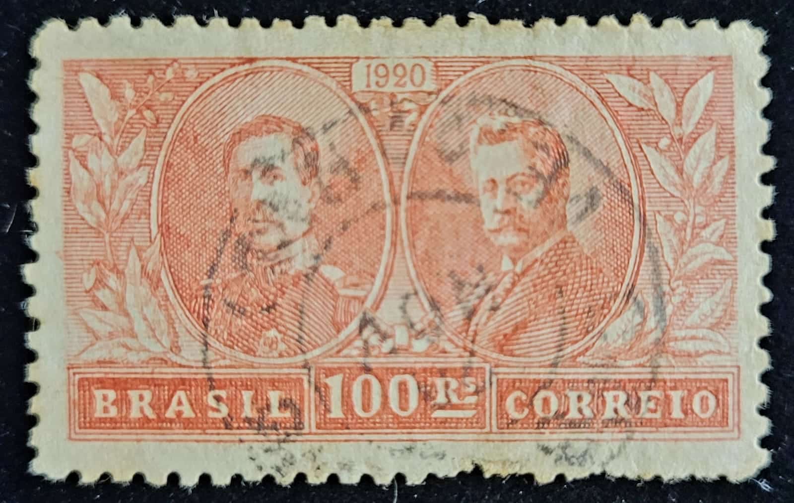 Comemorativos - RHM C0013 (Usado) 100 Réis - Visita do Rei Alberto da Bélgica - 19/09/1920 (Selos da República)