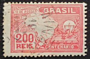 Comemorativos - RHM C0020 B (Usado) 200 Réis - Centenário dos Cursos Jurídicos - 11/08/1927 (Selos do Brasil)