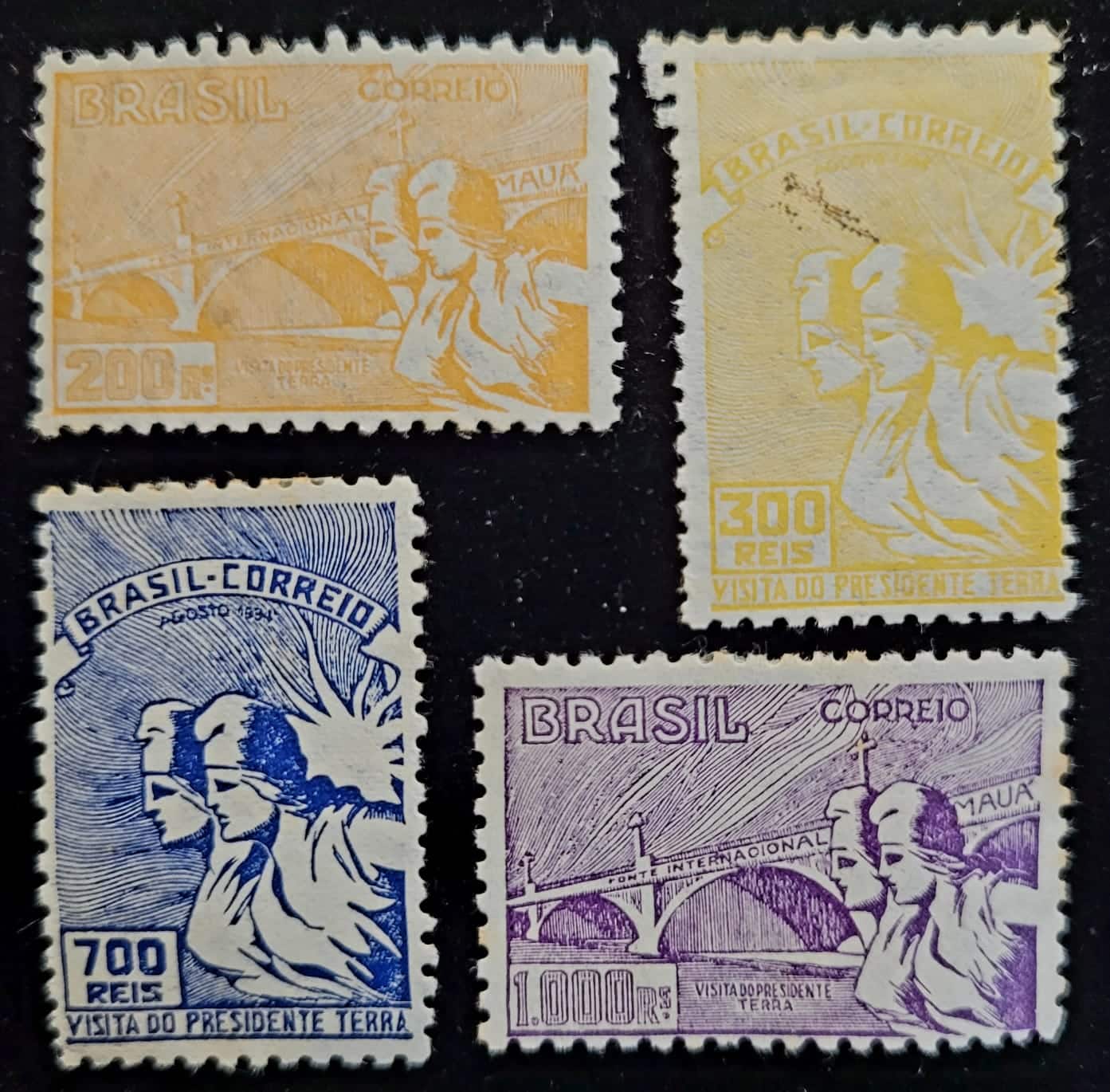 Comemorativos - RHM C0082 a C0085 (Novos) Série Completa - Visita do Presidente Gabriel Terra do Uruguai - 08/01/1935 (Selos do Brasil)