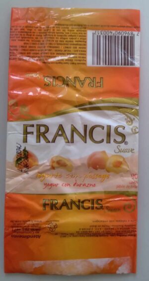 Embalagem de papel Sabonete Francis Suave 90g / iogurte com pêssegos.