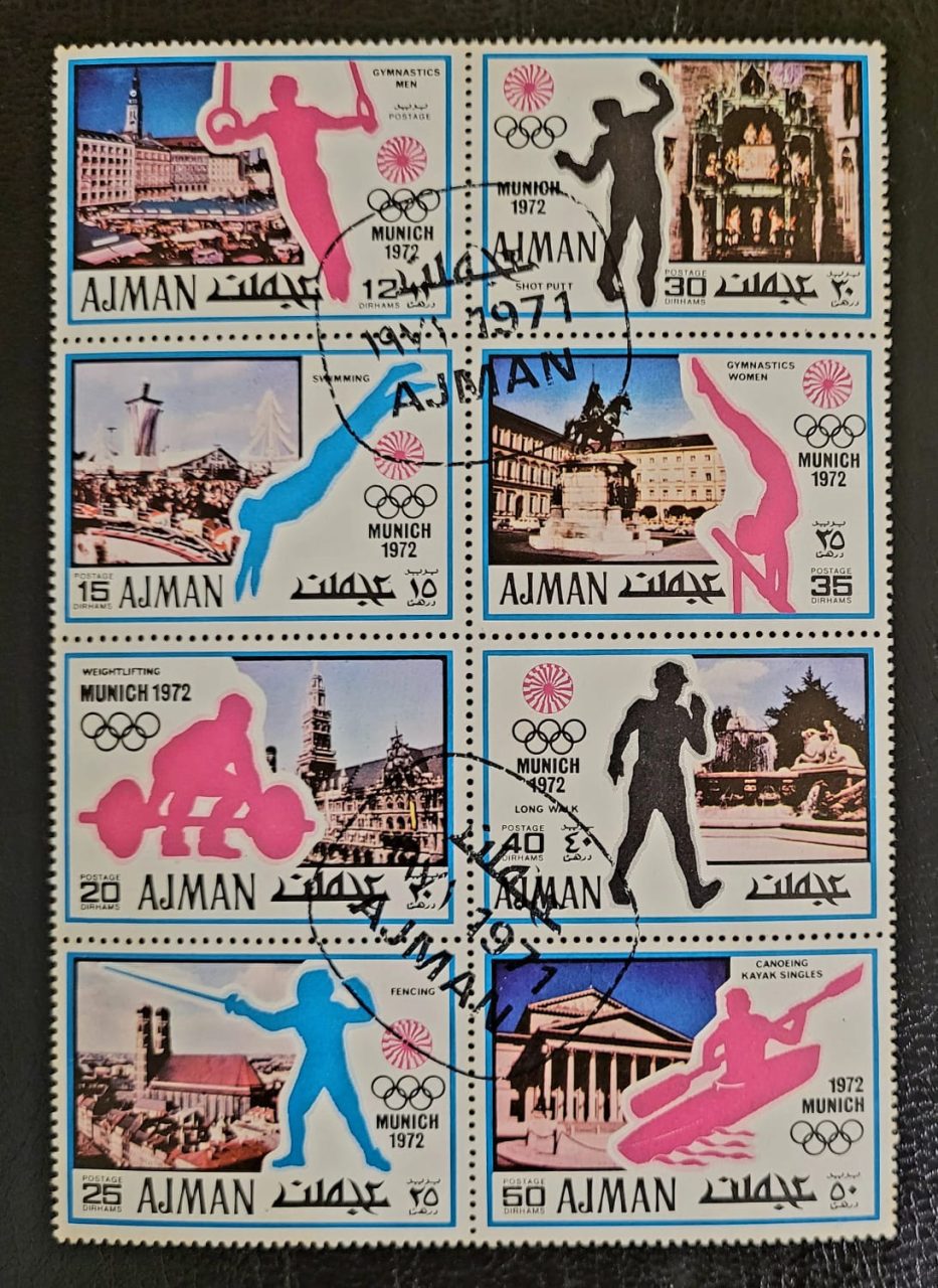 Emirados Árabes Unidos (Ajman) SW Nº 0934 a 0941 - Jogos Olímpicos - Munique, Alemanha (Série Incompleta) Usado - 22/02/1971 - Selos
