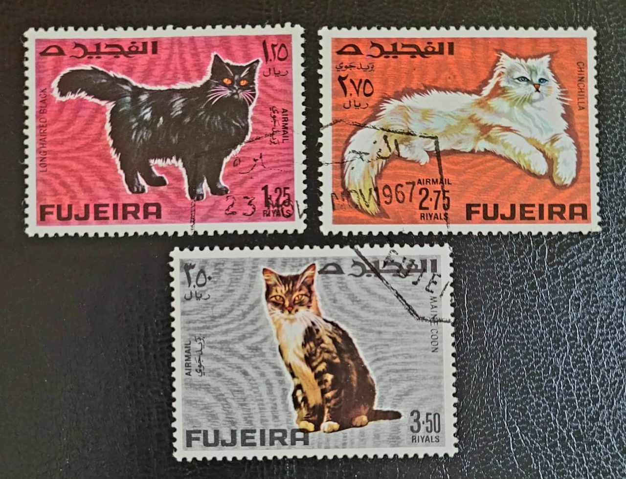 Emirados Árabes Unidos (Fujeira) SW Nº 0211 a 0213 - Aéreo - Gatos (Série Completa) Usado - 02/11/1967 - Selos