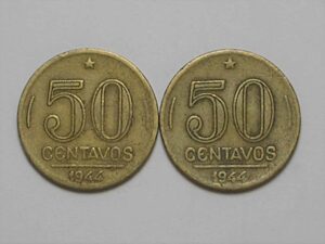 50 Centavos – 1944 / Variante Sem Sigla e com Sigla – Catalogada / Duas moedas