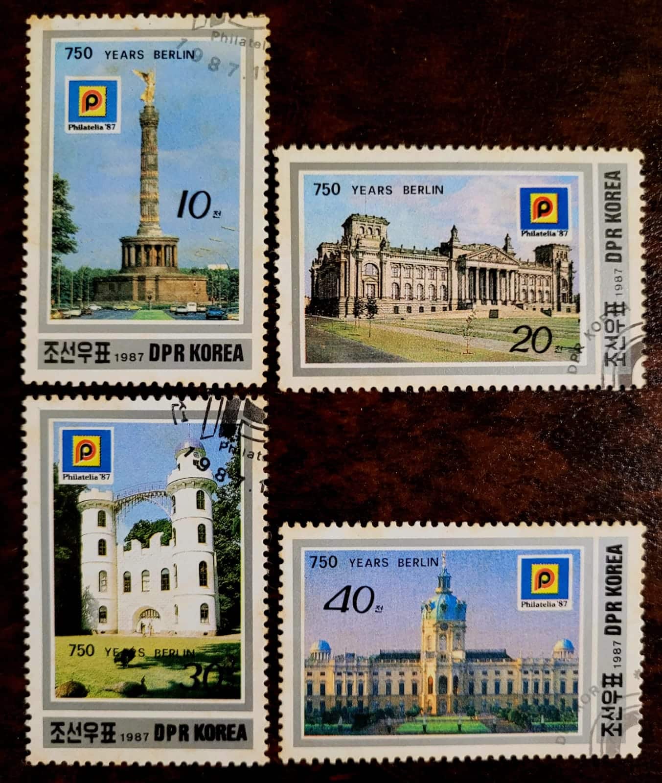 Selos Coreia do Norte 750o Aniversario de Berlim e Exposicao Internacional de Selos Philatelia 87 Colonia Alemanha 1 Casa do Colecionador