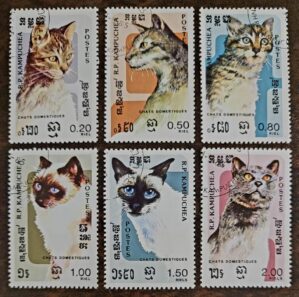 Camboja - SW Nº 0682 a 0687 (Usados) Gatos (Série Incompleta) 18/05/1985 - Selos