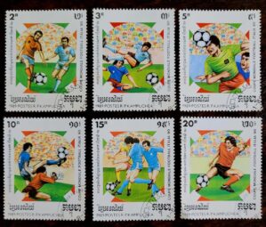 Camboja - SW Nº 1018 a 1023 (Usados) Copa do Mundo de Futebol - Itália 1990 (Série Incompleta) 1989 - Selos