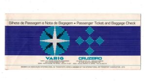 Passagem / Bilhete – Varig / Cruzeiro – Internacional - Anos 90 – Aviação