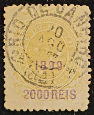 Regulares - RHM 135 (Usado) Cruzeiro do Sul com Novos Valores em Sobrecarga - 2.000/1.000 Réis - 25/06/1899 (Selos da República)
