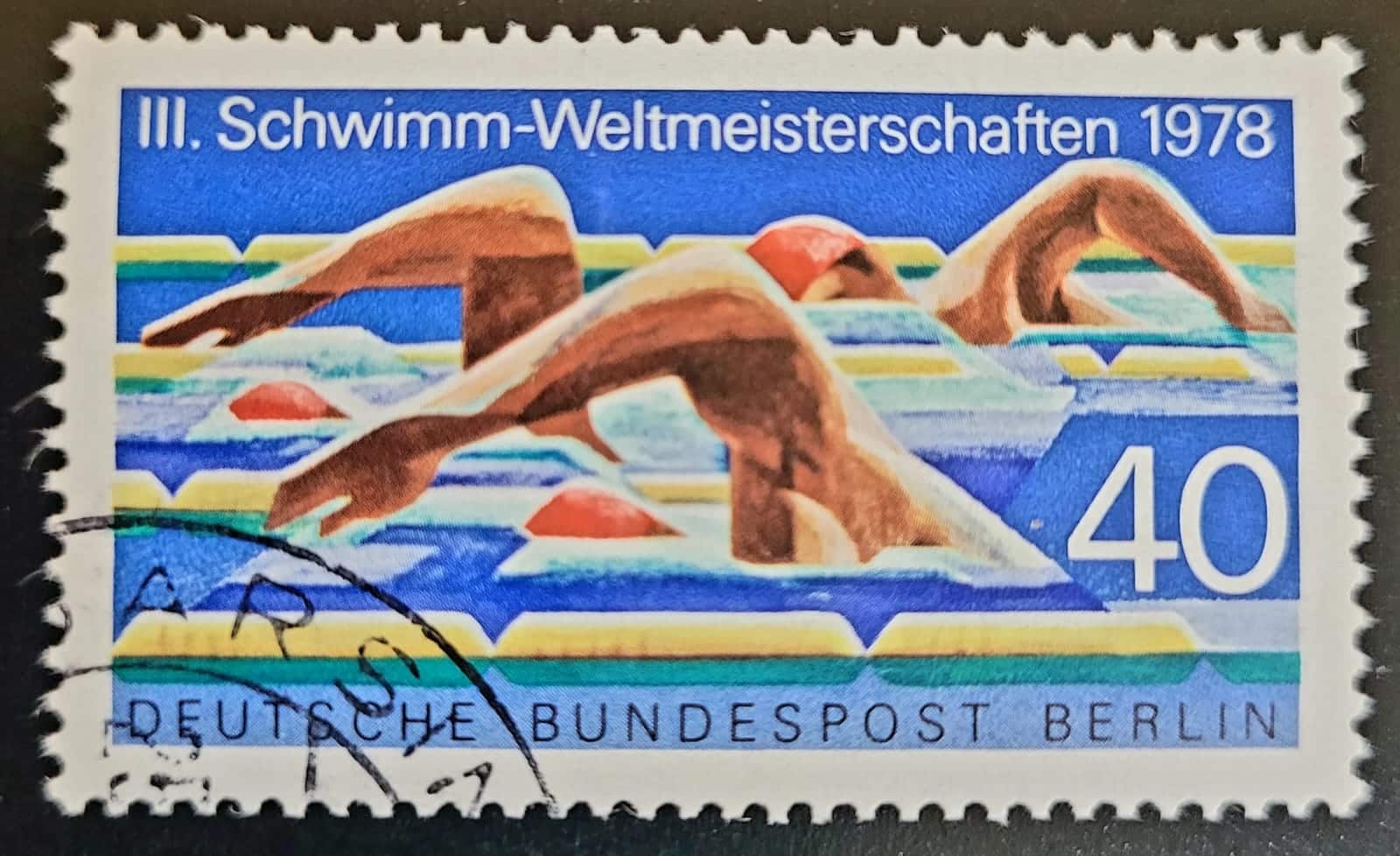 Selo Alemanha Berlim Campeonato Mundial de Natacao de 1978 1 Casa do Colecionador