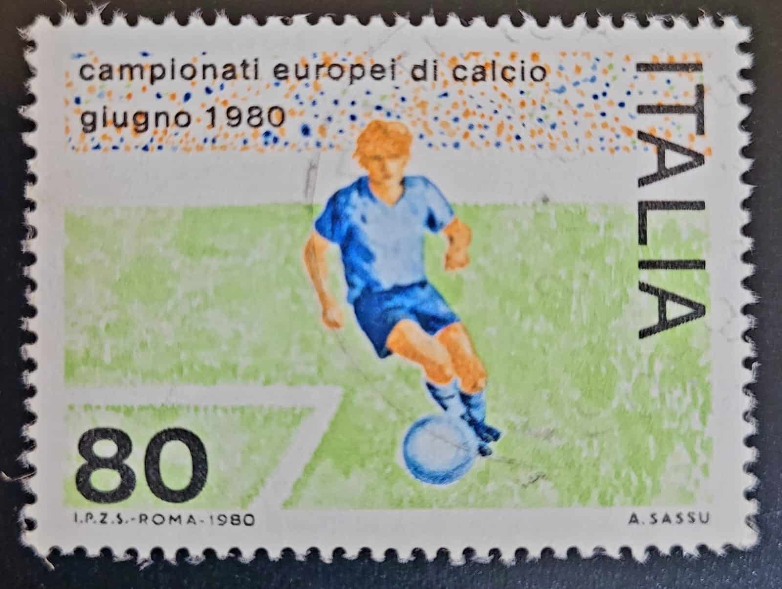 Selo Italia Campeonato Europeu de Futebol de 1980 Italia 1 Casa do Colecionador