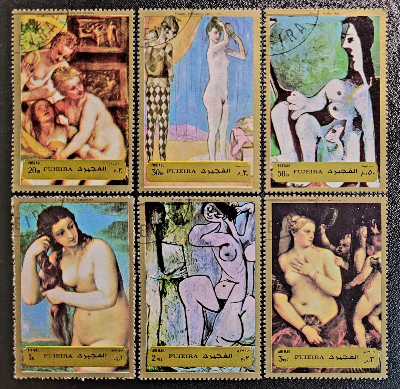 Selos Fujeira Pinturas nuas de Ticiano e Picasso 1 Casa do Colecionador