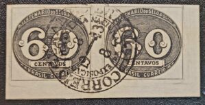 Comemorativos - RHM C0181 (Par com Carimbo CBC) 60 Centavos - Centenário do Selo Brasileiro - 01/08/1943 (Selos do Brasil)