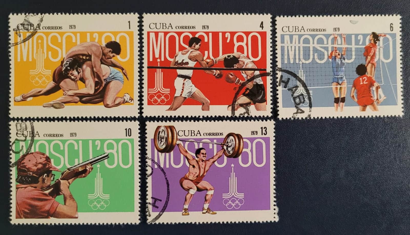 Cuba - SW Nº 2417 a 2421 - Pré-Olímpicos, Moscou 1980 (Série Incompleta) 30/07/1979 - Selos Usados