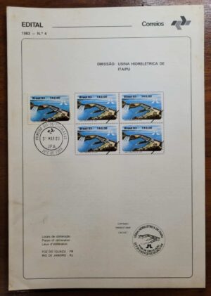 Edital Correios 1983 - Nº 04 - Selo RHM C1311 - Usina Hidrelétrica de Itaipu - 31/03/1983