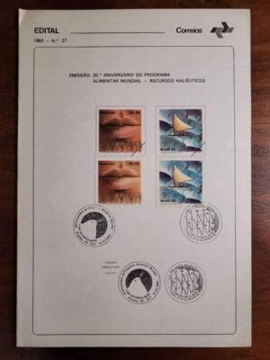 Edital Correios 1983 - Nº 27 - RHM C1355 e C1356 - 20º Aniversário do Programa Alimentar Mundial - Recursos Haliêuticos (Com Selos e Carimbos CBC) 14/10/1983