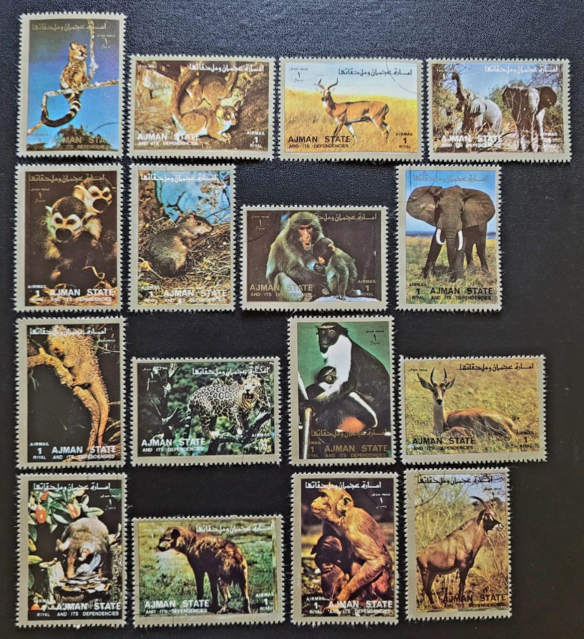 Emirados Árabes Unidos (Ajman) SW Nº 2836 a 2851 - Mamíferos (Série Completa) 31/03/1973 - Selos Aéreos Usados