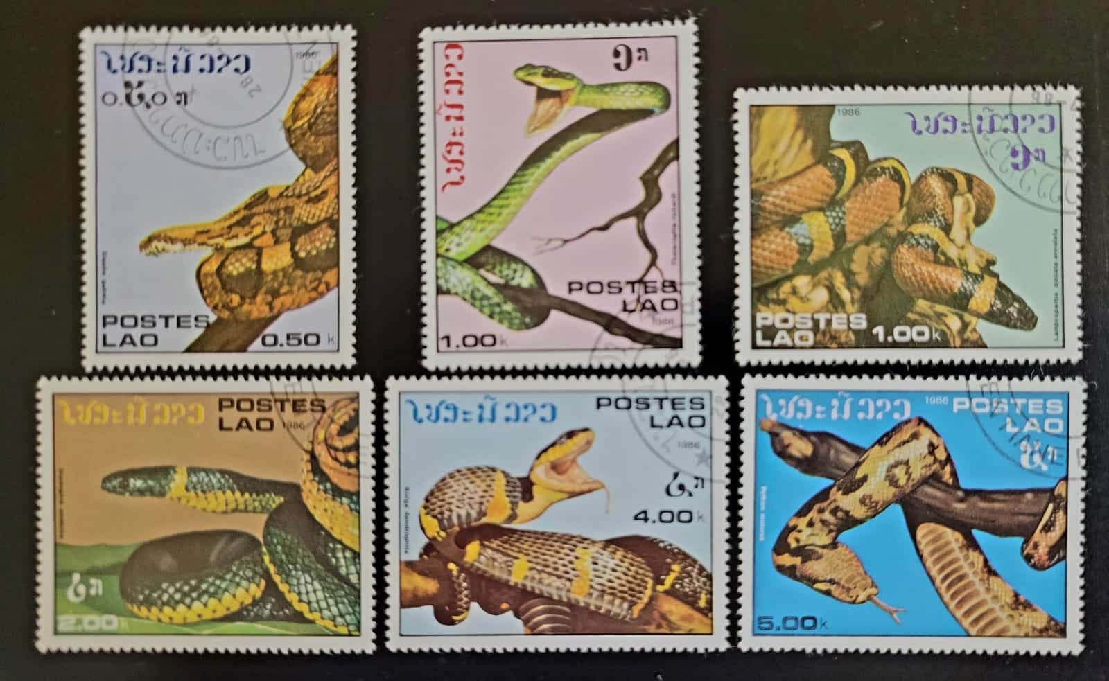 Laos - SW Nº 0934 a 0939 (Usados) Cobras - Série Incompleta - 21/07/1986 - Selos
