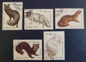 União Soviética - SW Nº 4765 a 4769 - Animais de Pele (Usados) Série Completa - 25/06/1980 - Selos