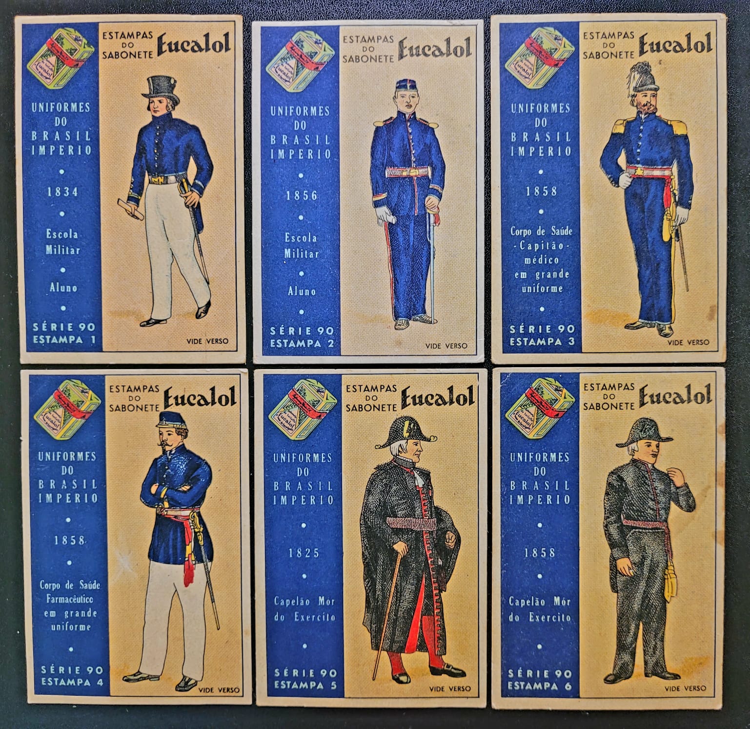 Estampas Eucalol Serie 90 Completa Uniformes do Brasil Imperio 1858 1 Casa do Colecionador