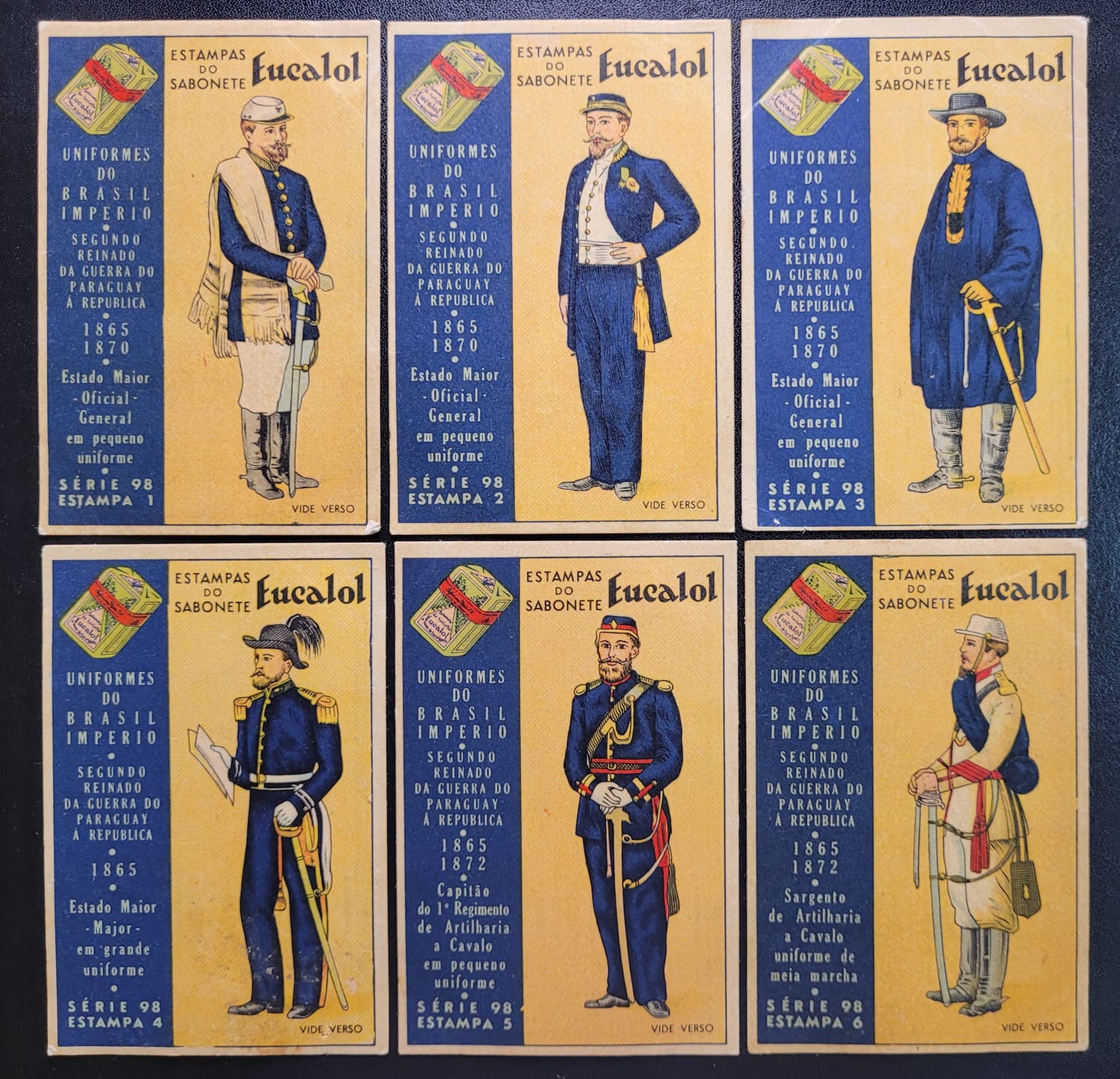 Estampas Eucalol Serie 98 Completa Uniformes do Brasil Imperio 1865 1872 1 Casa do Colecionador