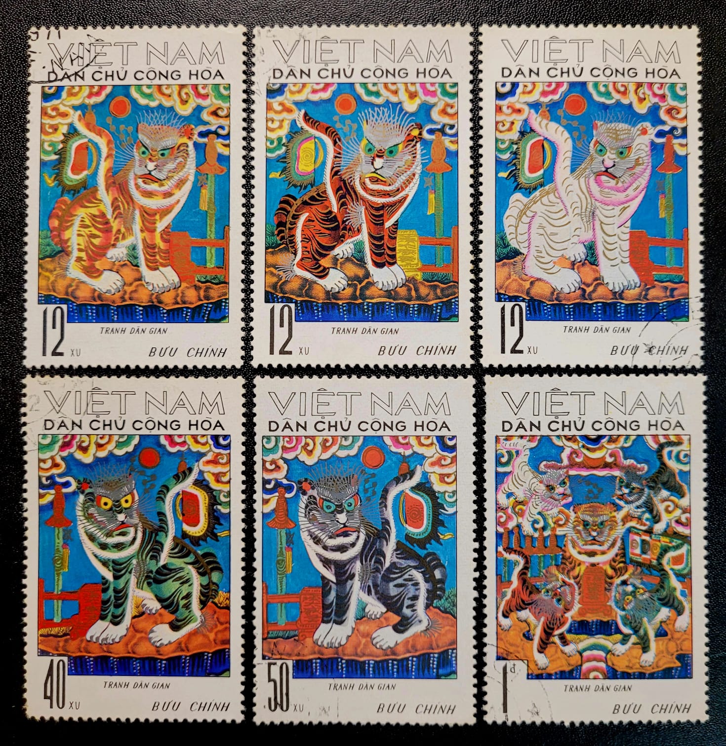 Selos Vietna Norte Impressoes em xilogravura coloridas 1 Casa do Colecionador