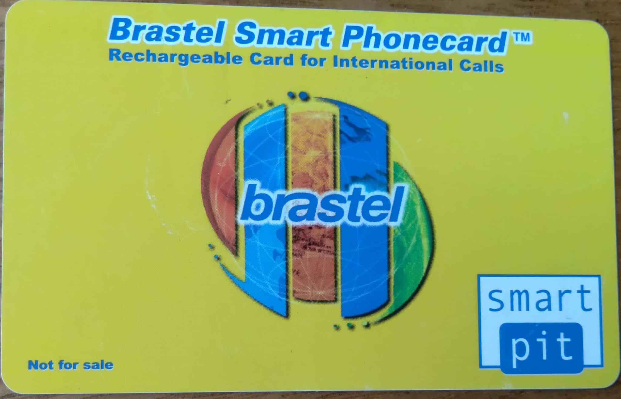 Cartão Japão Brastel Smart Pit Tarja azul aviso em vermelho.