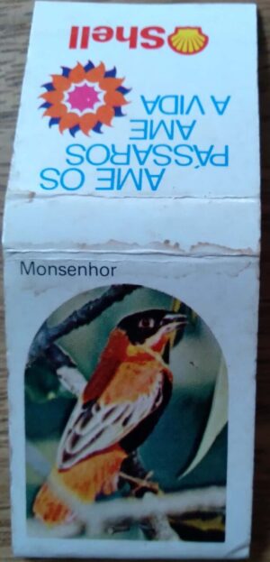 Cartela Fosforos Fiat Lux Shell Aves / Monsenhor.