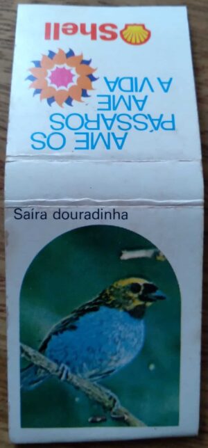 Cartela Fosforos Fiat Lux Shell Aves / Saíra douradinha.