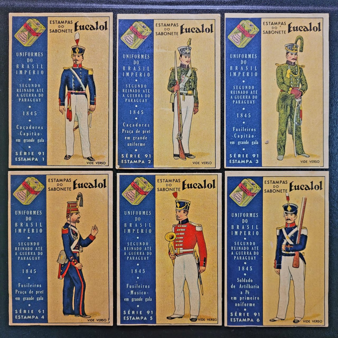 Estampas Eucalol - Série 91 Completa - Uniformes do Brasil império 1845 (Anos 1930)