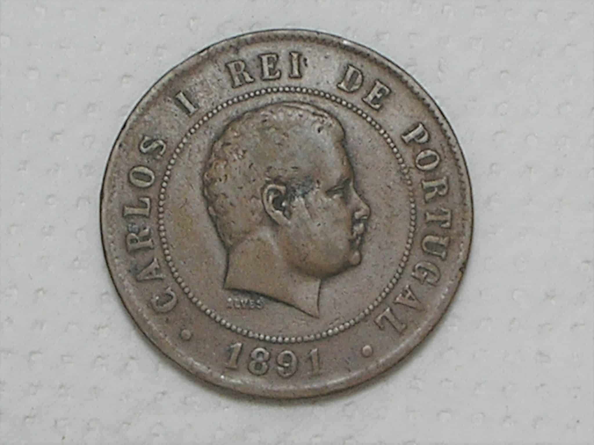 Portugal) 20 Réis - 1891 / Carlos I / Mbc / Cobre / p.01