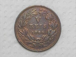 Portugal) V Réis - 1886 - D. Luiz I / Bronze / p.01