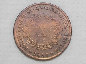 Portugal) X Réis - 1852 / D. Maria II / Cobre / p.01