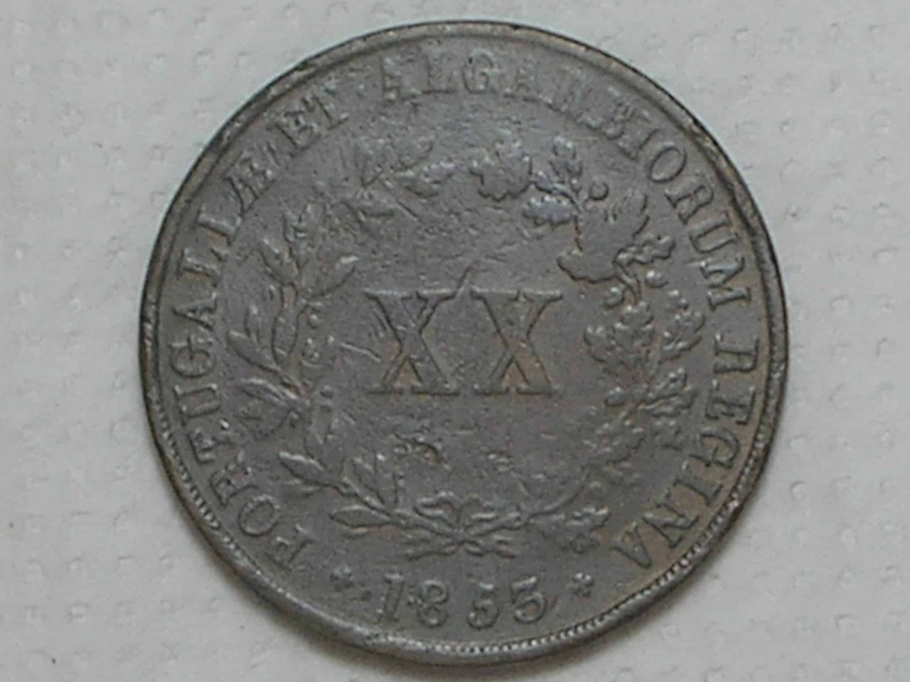 Portugal) XX Réis - 1853 / D. Maria II / Cobre / p.01