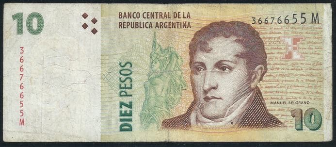 10 Pesos Argentinos Frente Casa do Colecionador