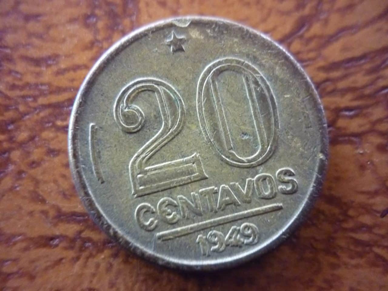 20 CENT. 1949 RUI BARBOSA .DATA DUPLA- CENTVS DUPLO - TRAÇOS UM POUCO DUPLOS VER FOTOS.