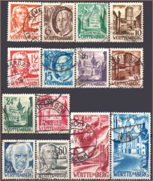 Alemanha Zona Francesa Wurttemberg Vistas E Personalidades 1948 2o Conjunto S Completa Mi 14 A 27